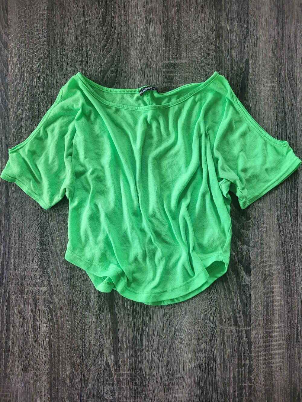 Body Central Cold Shoulder Neon Green Crop Top